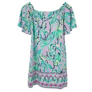 Lilly Pulitzer Fawcett Off-Shoulder Mini Dress XXS Flutter Sleeve Resort Wear